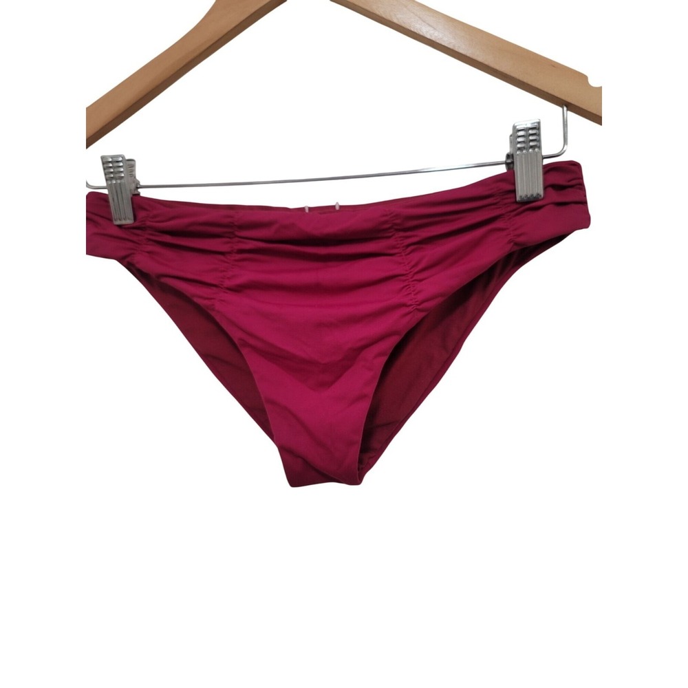 Billabong Women's Ruched Pink Swim Bikini Bottoms Size 10 In Magenta Polyamide &